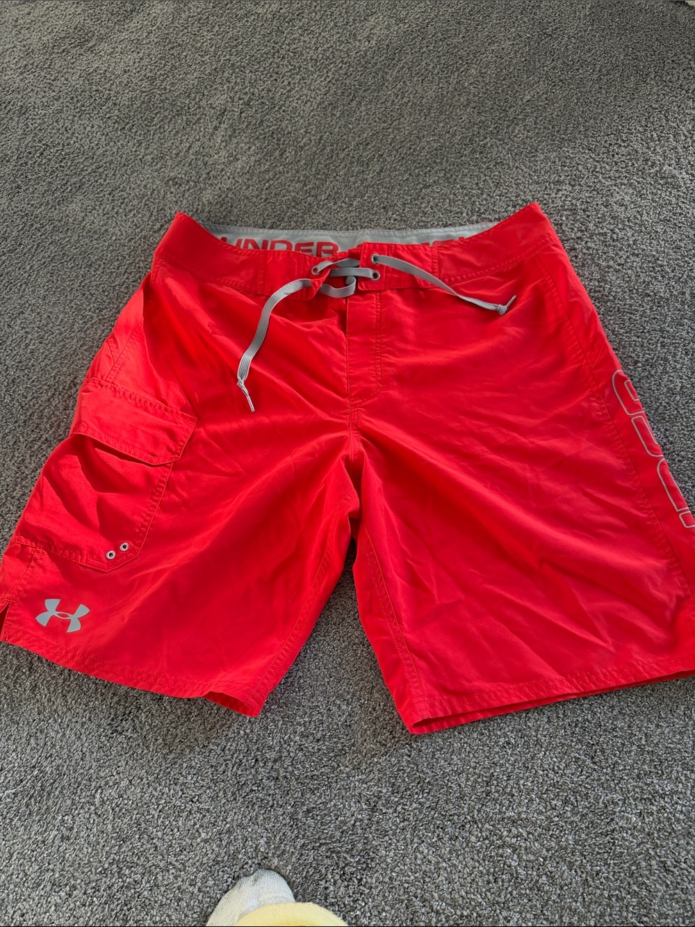 Under Armour Red Men's Swim Board Shorts with Side Pocket